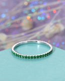 1ct Round Cut Green Emerald Full Eternity Wedding Band Ring 14k WhiteGold Finish