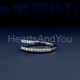 0.5ct Round Cut Moissanite Open Cuff Bypass Wedding Band 14k White Gold Plated