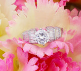 Accents Solitaire Engagement Ring 2.5ct Round Cut Diamond 14k White Gold Finish