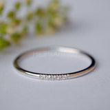 0.1ct Round Cut Moissanite Minimalist Women Wedding Band 14K White Gold Plated