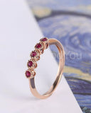 0.3ct Round Cut Simulated Pink Ruby Minimal Engagement Ring 14k Rose Gold Plated
