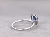 2ct Oval Cut Tanzanite Engagement Ring Halo Diamond Accent 14k White Gold Finish