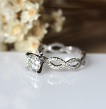 1.6ct Round Cut Diamond Engagement Ring 14k White Gold Finish Infinity Solitaire