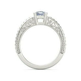 2Ct Emerald Cut Diamond Vintage Solitaire Engagement Ring 18K White Gold Finish