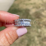 2.5ct Baguette Cut Simulated Diamond Channel Set Wed Band 14k White Gold Plated