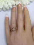 2ct Pear Cut Peach Morganite Engagement Ring Bridal Set Halo 14k RoseGold Finish