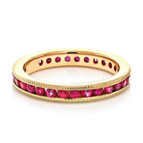 2ct Round Cut Pink Ruby Wedding Band Ring Milgrain Eternity 14k Rose Gold Finish