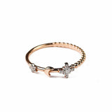 0.5ct Engagement Ring Round Cut Diamond Crescent Star Petite 14k Rose Gold Over