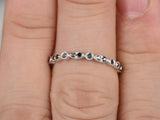 0.6ct Round Black Diamond Minimalist Stackable Wedding Band 14k White Gold Over
