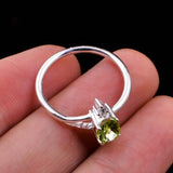 0.4ct Engagement Ring Oval Cut Peridot Stylish Split Shank 14k White Gold Finish