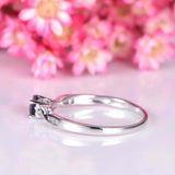 0.35ct Princess Blue Sapphire Anniversary Wedding Ring Band 14k White Gold Over