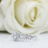 2.3ct Round Cut Diamond Engagement Ring Halo Split Shank 14k White Gold Finish