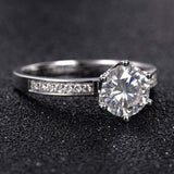 2.1ct Round Cut Diamond Engagement Ring Accents Solitaire 14k White Gold Finish