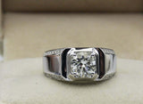 2ct Round Diamond Solitaire with Accent Men Engagement Ring 14k WhiteGold Finish