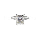 2.3ct Radiant Simulated Diamond Solitaire with Accents Ring 14k WhiteGold Plated