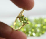 1ct Engagement Ring Oval Cut Green Peridot Bypass Solitaire 14k Yellow Gold Over