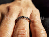 0.1ct Round Simulated Black Diamond Minimalist Wedding Band 14k WhiteGold Plated