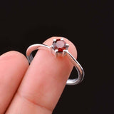 0.15ct Engagement Ring Round Cut Red Garnet 4 Prong Solitaire 14k WhiteGold Over