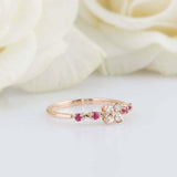 0.7ct Round Cut Diamond Engagement Ring Flower Minimalist 14k Rose Gold Finish