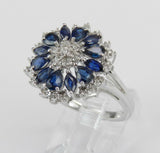 5ct Diamond Sapphire Elegant Gatsby Cocktail Engagement Ring 14k White Gold Over