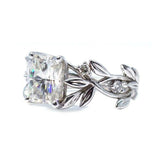 2ct Radiant Cut Diamond Engagement Ring Flower Leaf Solitaire 14k WhiteGold Over