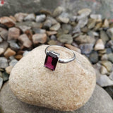 1.5ct Engagement Ring Emerald Cut Pink Ruby Solitaire 14k White Gold Finish