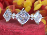 2.5ct Asscher Simulated Diamond Three Stone Engagement Ring 14k WhiteGold Plated