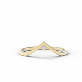 0.3ct Engagement Ring Round Cut Diamond Curved Minimalist 14k Yellow Gold Finish