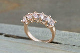 3.5ct Cushion Cut Morganite Wedding Band 14k Rose Gold Over 5 Stone Anniversary