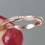 0.7ct Round Cut Diamond Engagement Ring Twisted Infinity 14k Rose Gold Finish