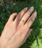 0.3ct Engagement Ring Pear Cut Emerald Minimalist Trilogy 14k Yellow Gold Finish