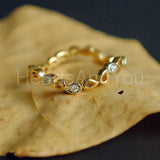 0.1ct Round Cut Moissanite Eternity Wave Curved Women Band 14K YellowGold Plated