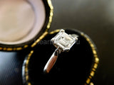 2.2ct Emerald Simulated Diamond Solitaire Engagement Ring 14k White Gold Plated