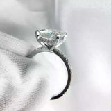 2.3ct Engagement Ring Radiant Cut Diamond Hidden Halo 14k White Gold Finish