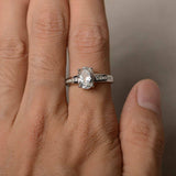 2ct Oval Cut Diamond Engagement Ring 14k White Gold Finish Accents Solitaire