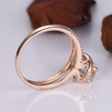 2.6ct Oval Morganite Engagement Ring Diamond Halo Split Shank 14k Rose Gold Over