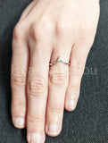 0.1ct Trillion Simulated Diamond Minimalist Curved Band 14k White Gold Plated