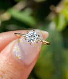 0.5ct Round Cut Moissanite 6 Prong Women Engagement Ring 14k Yellow Gold Plated