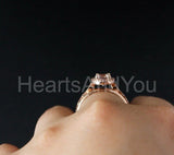 2.3ct Round Cut Simulated Morganite Halo Solitaire Ring Set 14k Rose Gold Plated