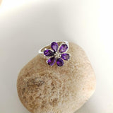 3ct Engagement Ring Pear Cut Purple Amethyst Floral Solitaire 14k WhiteGold Over