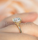 2.2ct Round Cut Moissanite Hidden Halo Engagement Ring 14k Yellow Gold Plated