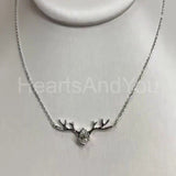 1ct Pear Simulated Diamond Deer Antler Pendant with Chain 14k White Gold Plated