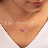 2ct Emerald Simulated Sapphire Solitaire Pendant Chain 14k Yellow Gold Plated