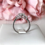 0.5ct Round Cut Moissanite Three Stone Engagement Ring 14k White Gold Plated