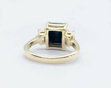 2.5ct Engagement Ring Radiant Cut Black Diamond Trilogy 14k Yellow Gold Finish