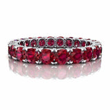 3.5ct Round Cut Pink Ruby Wedding Band Iced Full Eternity 14k White Gold Finish