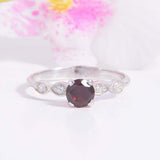1.5ct Round Cut Red Garnet Engagement Ring Diamond Accents 14k White Gold Finish