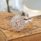 3.5ct Round Cut Diamond Engagement Ring Sunburst Ballerina 14k White Gold Finish
