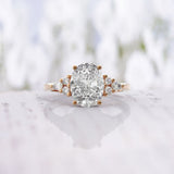 2ct Oval Simulated Diamond Round Petite Engagement Ring 14k Yellow Gold Plated