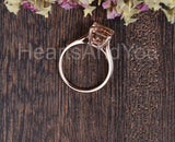 2ct Emerald Cut Simulated Peach Morganite Solitaire Ring 14k Rose Gold Plated